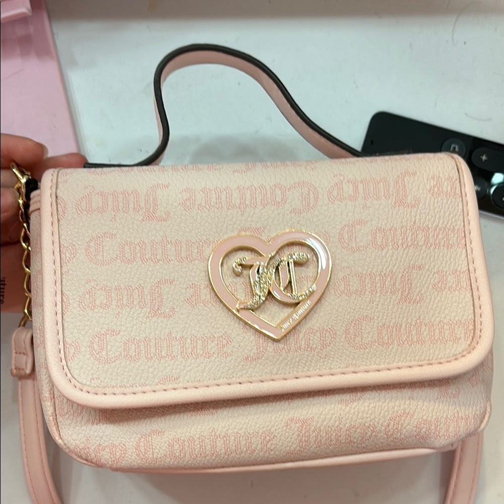 Juicy Couture Pink Crossbody Bag with Heart Emblem